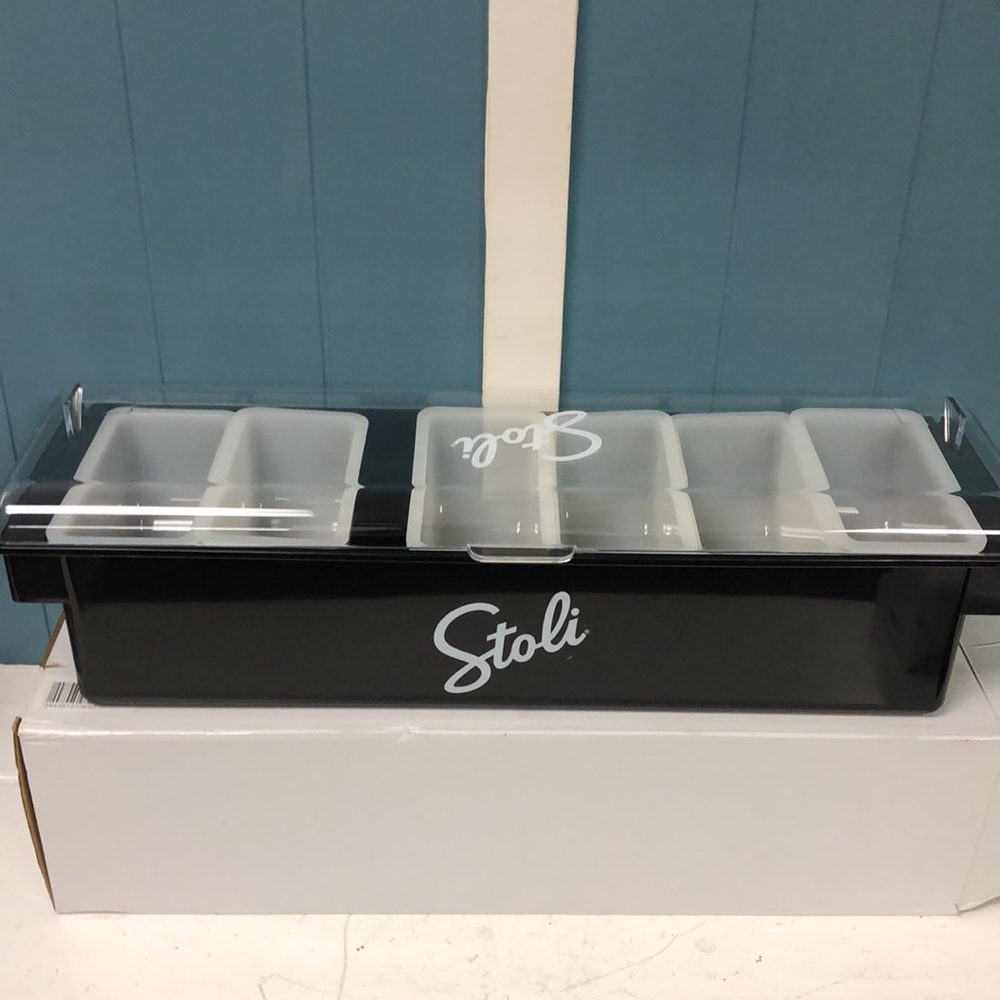 STOLI plastic 6 compartment‎ garnish tray bar fruit caddy condiment New in box